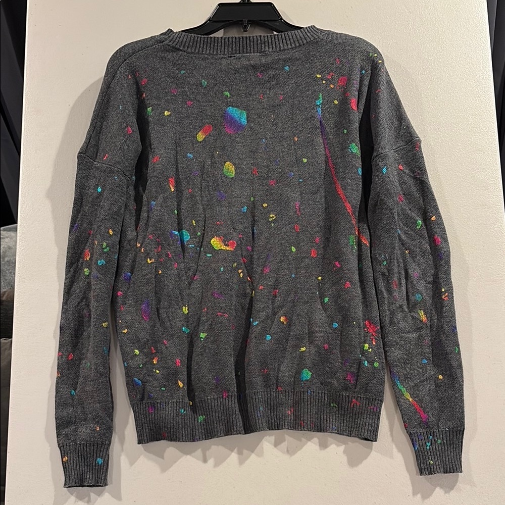 Gray Splatter Crewneck Sweater - Picture 2 of 6